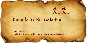 Korpás Krisztofer névjegykártya